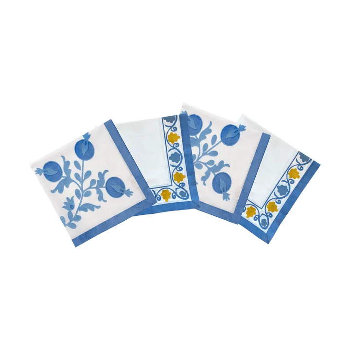 Suzani guardanapo de algodão - Blue, pack de 4, 45x45 cm - Pick a Poppy