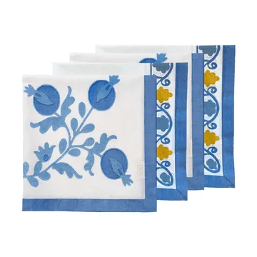 Suzani guardanapo de algodão - Blue, pack de 4, 45x45 cm - Pick a Poppy