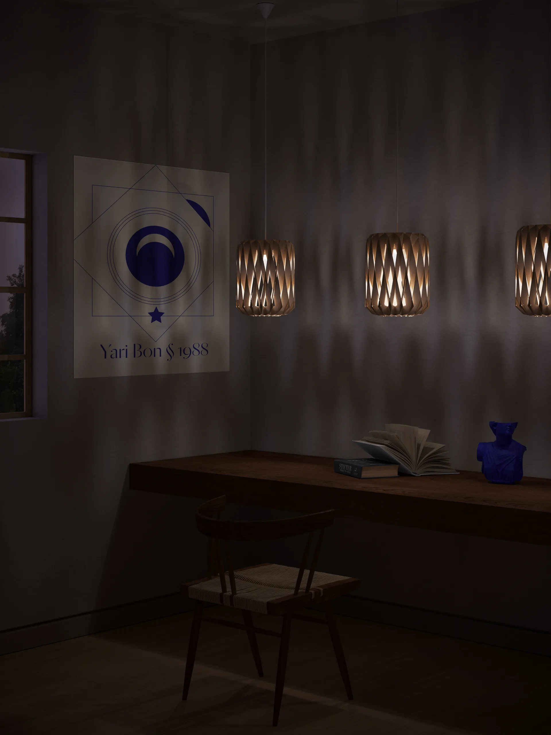 Candeeiro suspenso Pilke Signature Ø18 cm, bétula Pilke