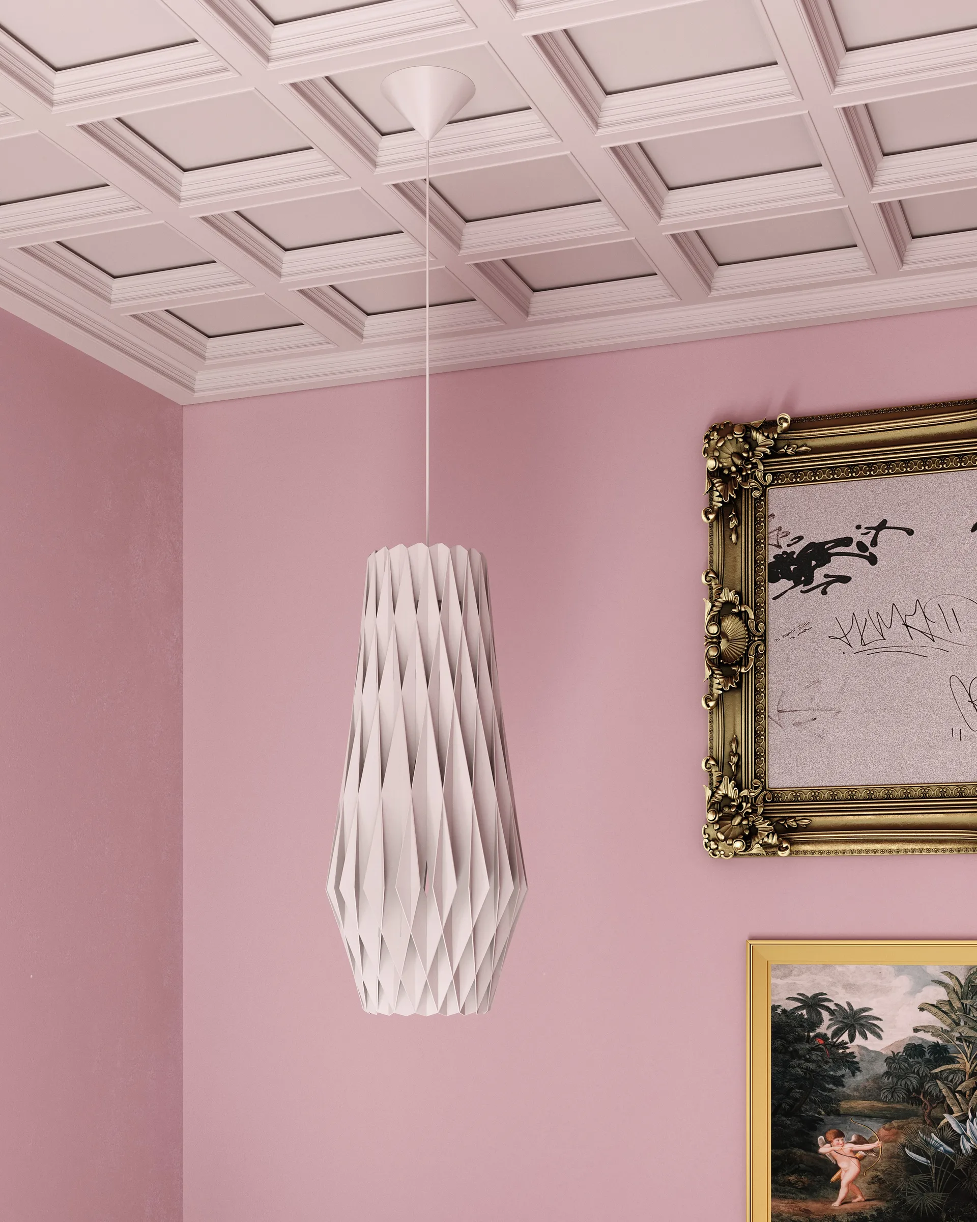 Pilke Signature candeeiro suspenso 30/70 cm, Branco Pilke