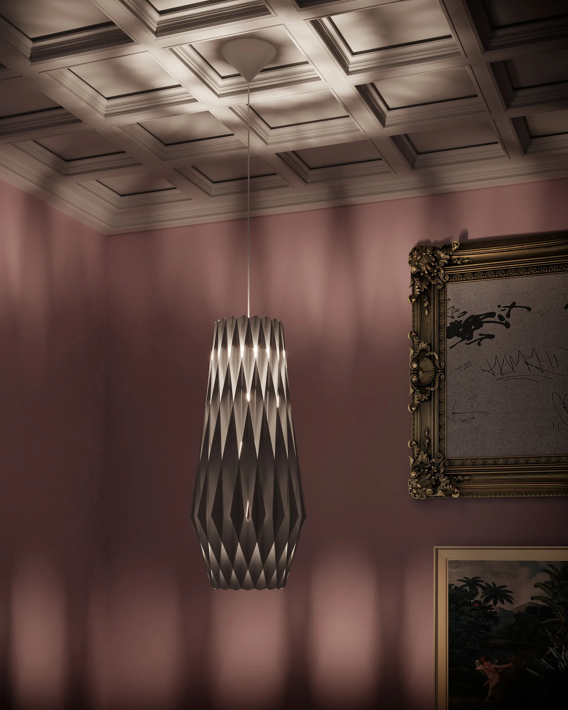 Pilke Signature candeeiro suspenso 30/70 cm, Branco Pilke