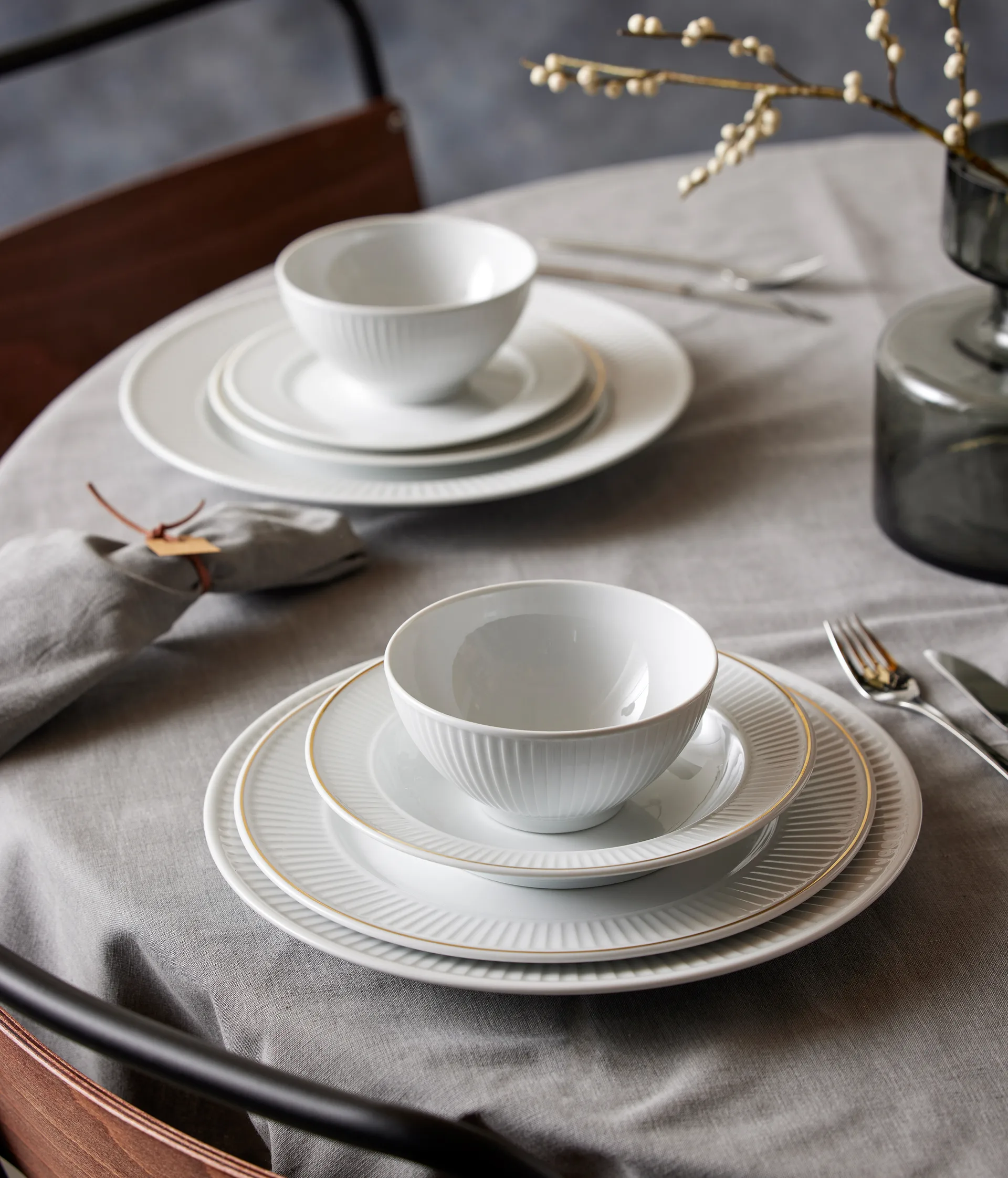 Prato funfocom aro dourado Plissé Ø22 cm, Branco Pillivuyt