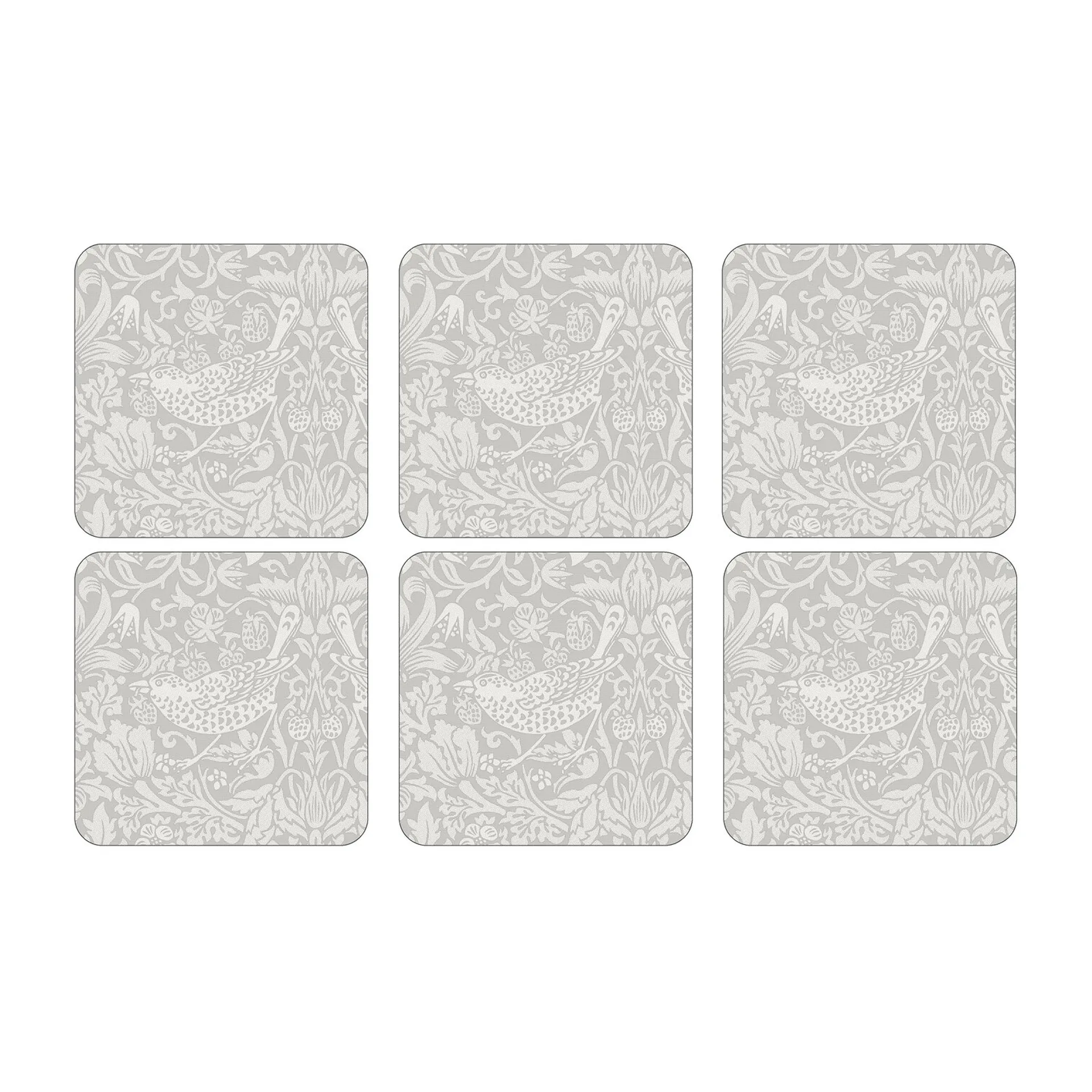 Base para copos Strawberry Thief, 6 un., Cinza Pimpernel