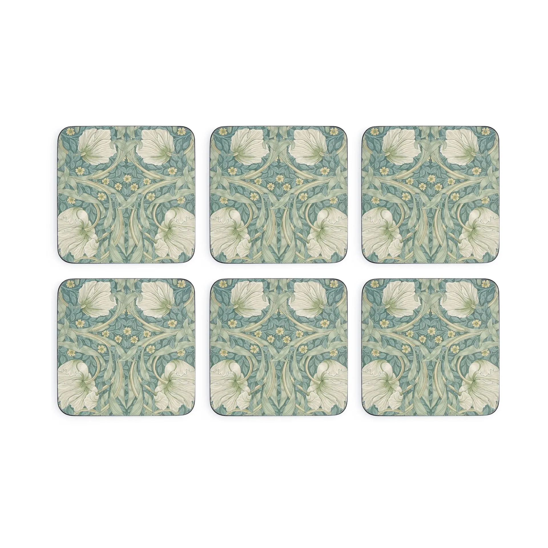 Morris & Co Pimpernel base para copos 6 unidades, Verde, azul Pimpernel