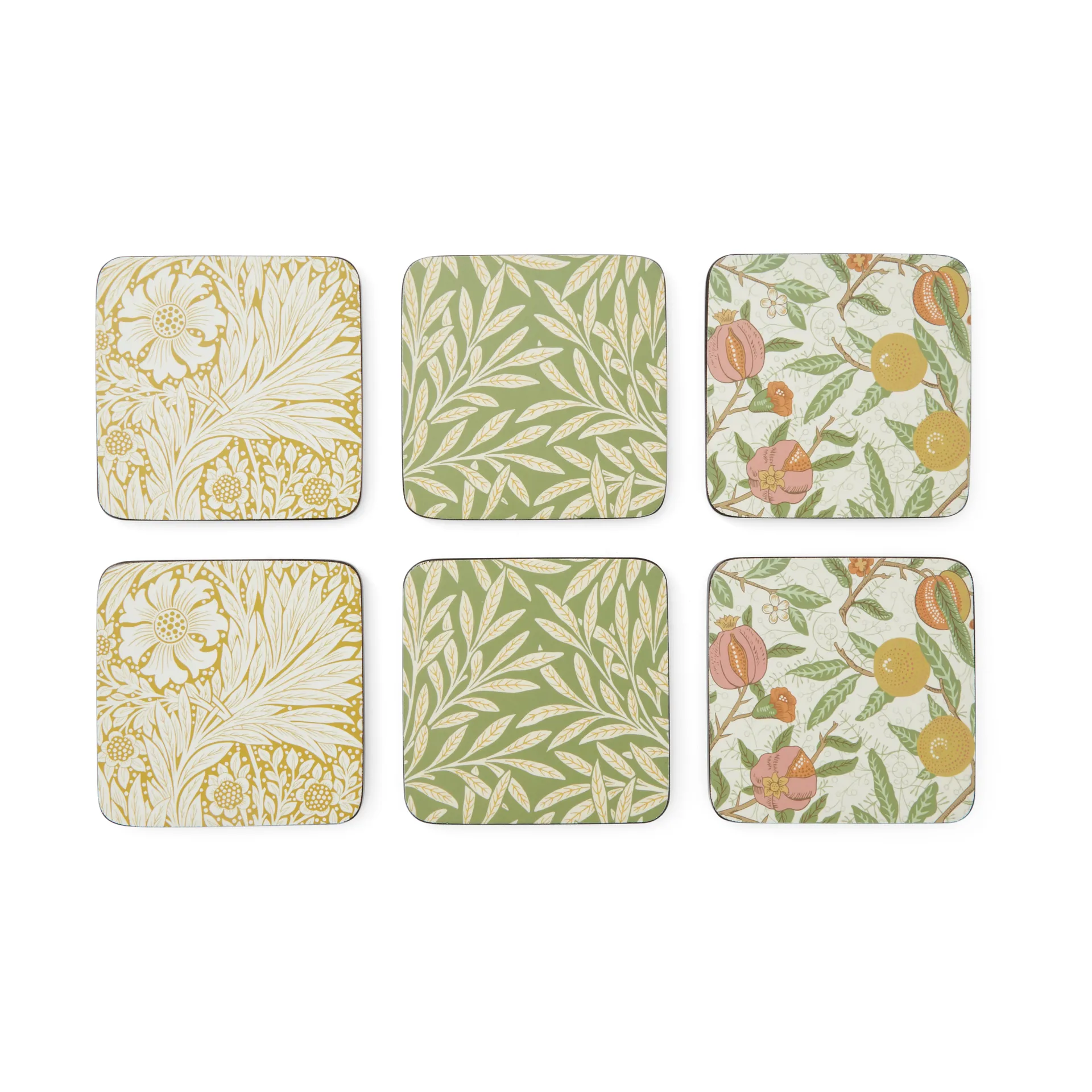 Morris & Co Simpley base para copos mixed 6 peças, Fruta, Salgueiro, Malmequer Pimpernel