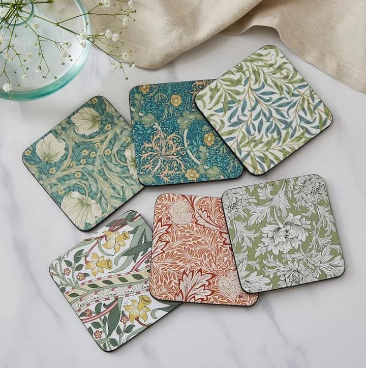 Morris & Co Willow Bough bases para copos 6 unidades, Verde, azul Pimpernel
