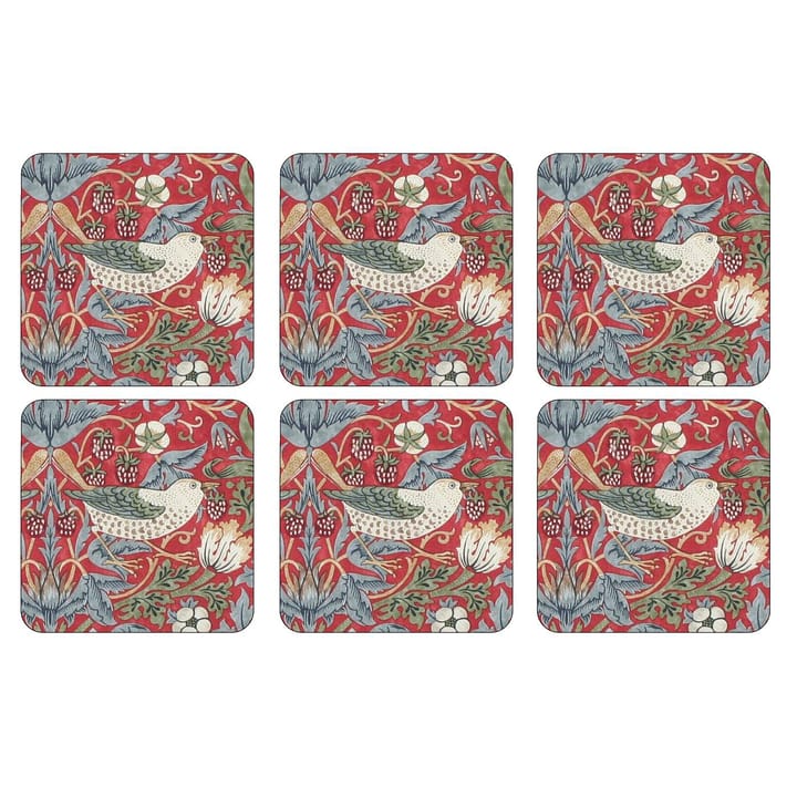 Strawberry Thief base para copos 6 unidades - Vermelho - Pimpernel