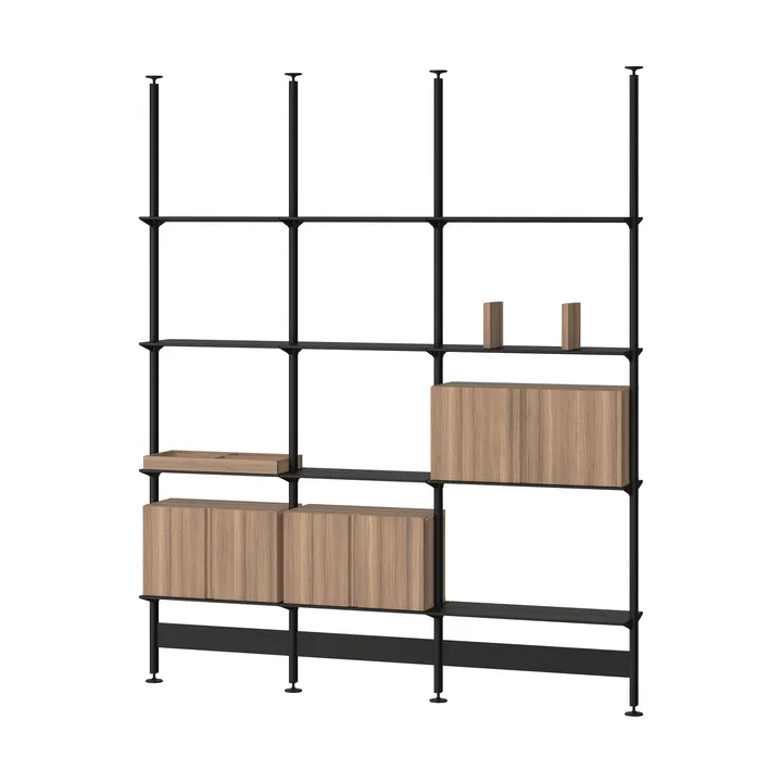 Pira G2 sistema de prateleiras F C B Black/Walnut 240-247 cm - Pira