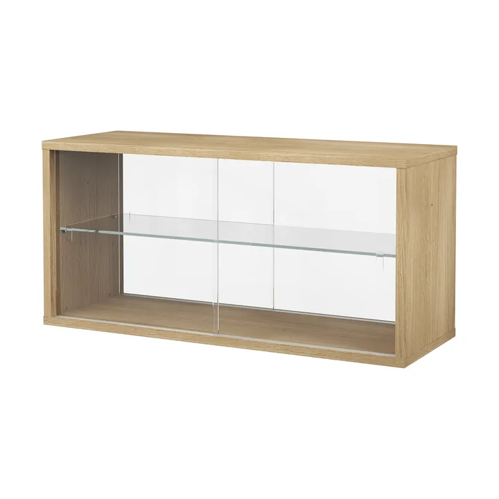 Vitrine Pira - Carvalho branqueado-vidro transparente, 90x31 cm, 4 portas - Pira