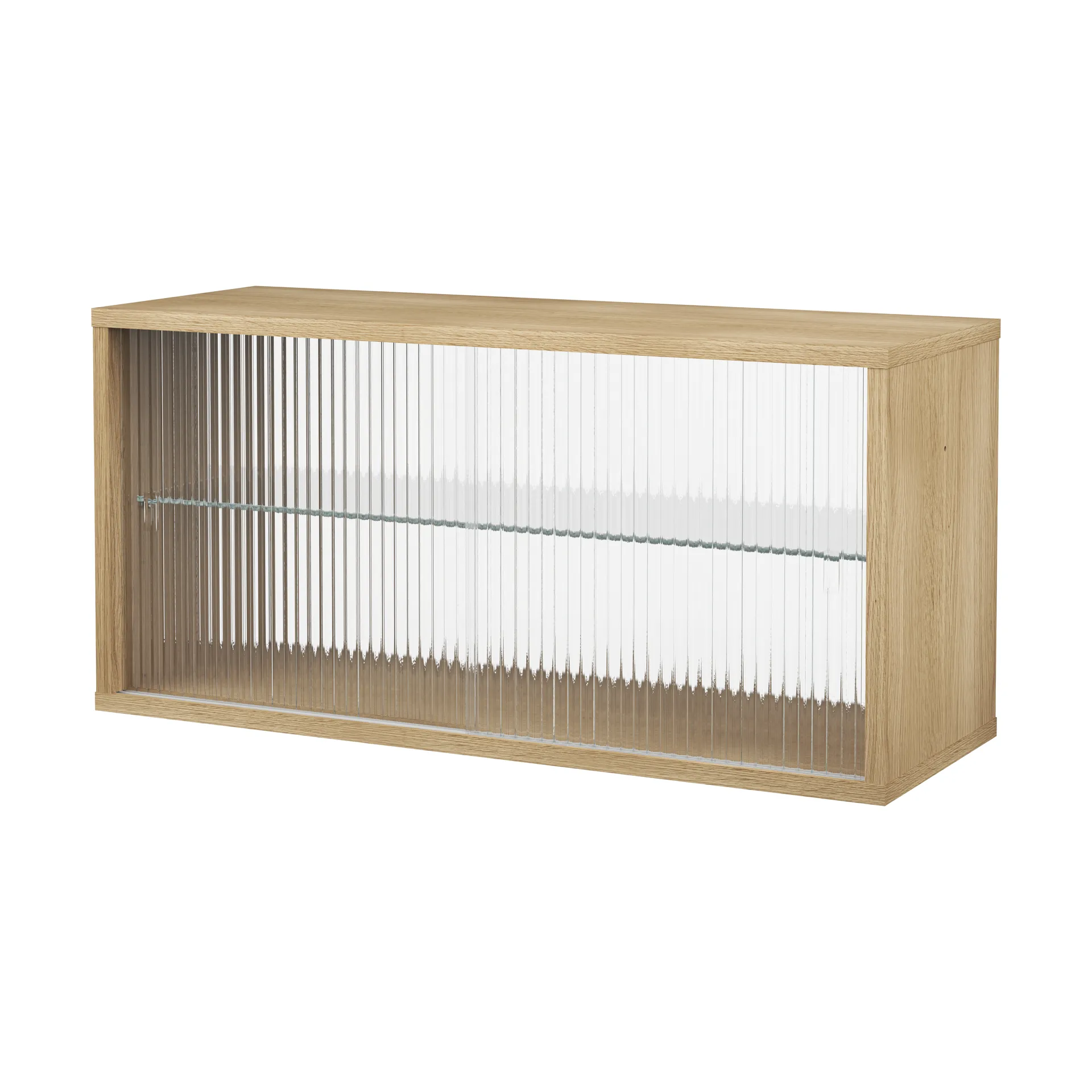 Vitrine Pira, Carvalho branqueado–vidro canelado, 90x31 cm, costas em vidro Pira