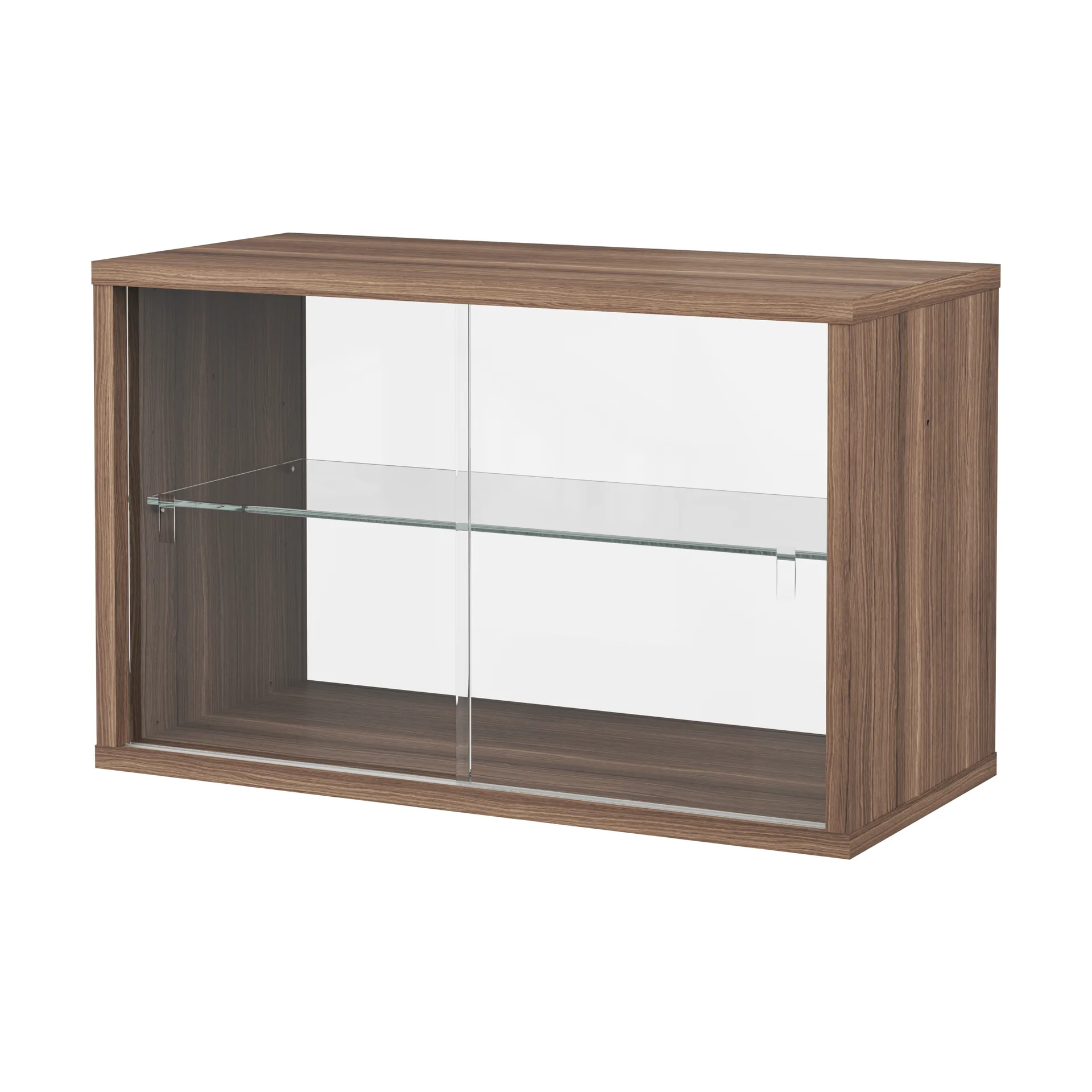 Vitrine Pira, Nogueira-vidro transparente, 70x31 cm, costas em vidro Pira