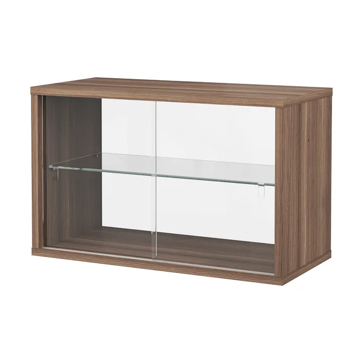 Vitrine Pira - Nogueira-vidro transparente, 70x31 cm, costas em vidro - Pira