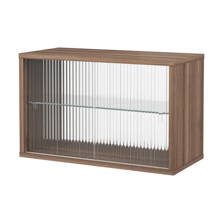 Vitrine Pira - Nogueira–vidro canelado, 70×31 cm, costas de vidro - Pira
