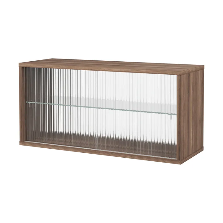 Vitrine Pira - Nogueira–vidro canelado, 90x31 cm, 4 portas - Pira