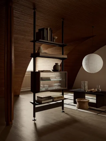 Vitrine Pira - Nogueira–vidro canelado, 90x31 cm, 4 portas - Pira