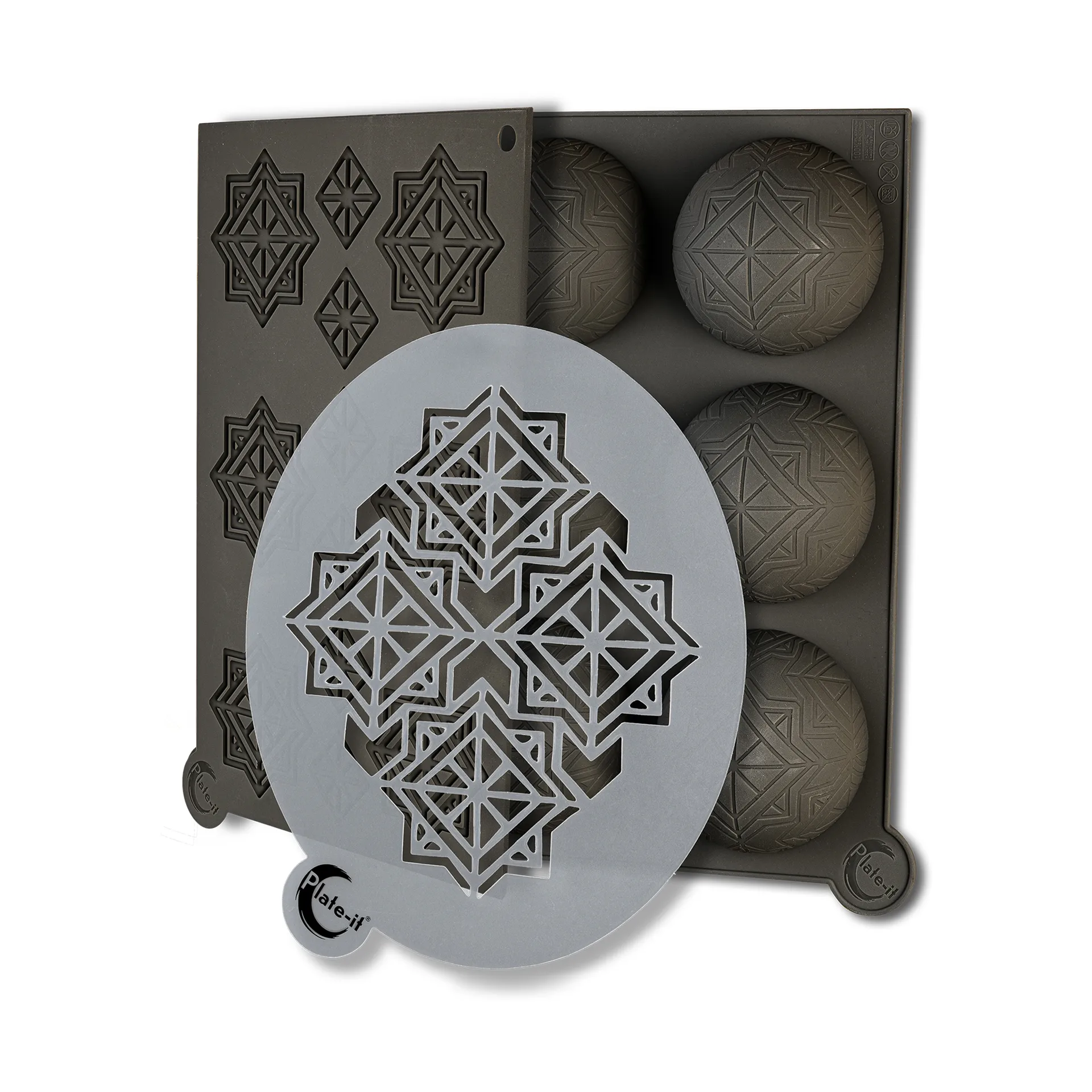Formas de silicone Plate-it Infinity, 3 peças, Cinza Plate It