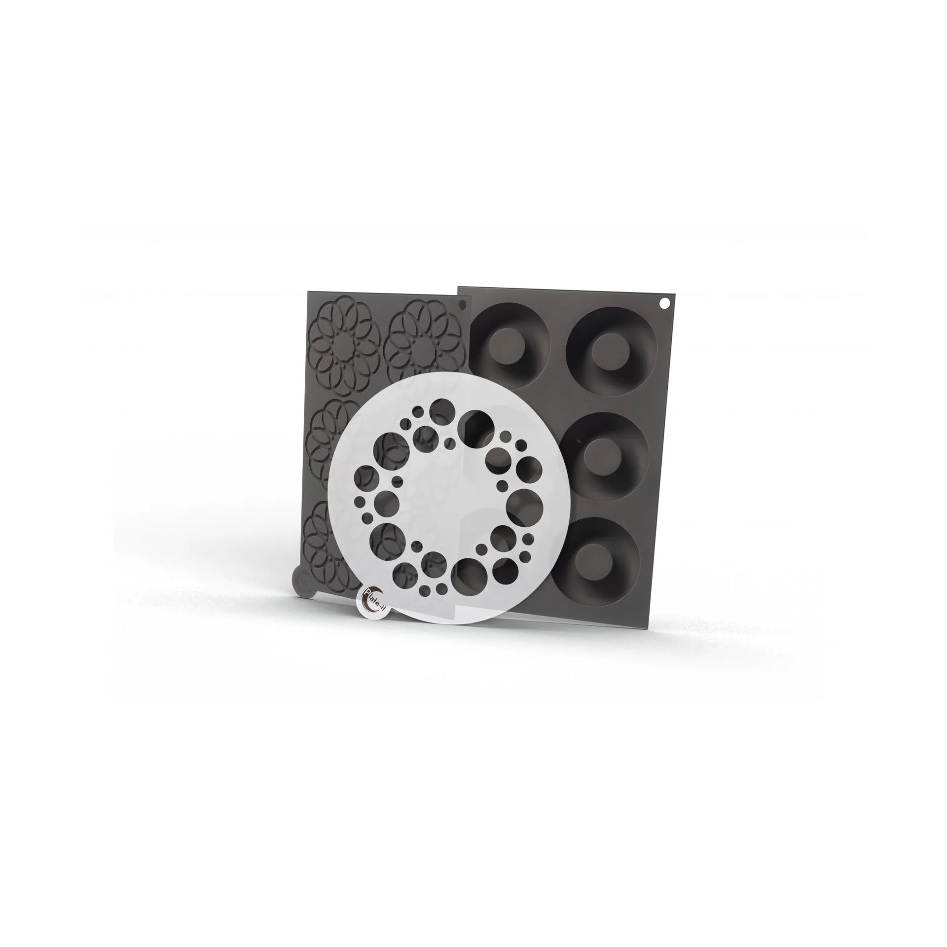 Formas de silicone Plate-it Inner Circle, 3 peças, Cinza Plate It