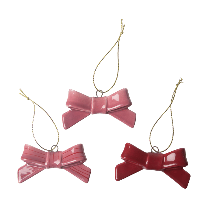 Bow pendente decorativo 3 peças - Vermelho-rosa - Pluto Design