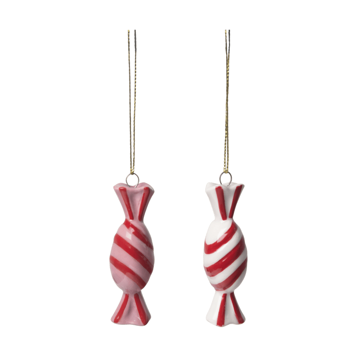 Candy pendente decorativo 2 peças - Vermelho-branco - Pluto Design