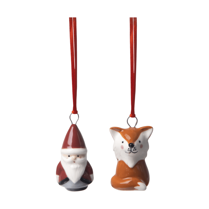 Fox & Santa pendente decorativo 2 peças - Vermelho-branco-castanho - Pluto Design