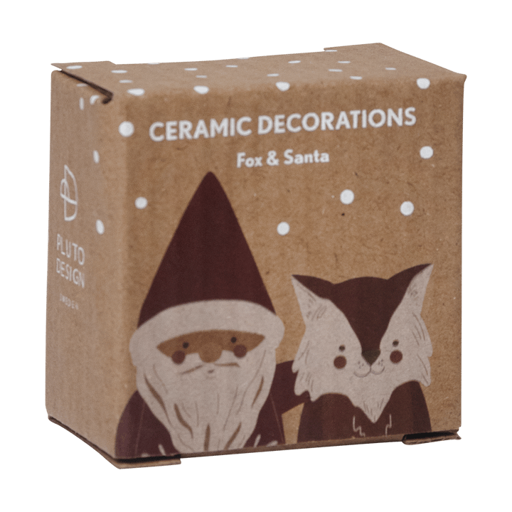 Fox & Santa pendente decorativo 2 peças, Vermelho-branco-castanho Pluto Design