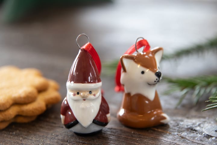 Fox & Santa pendente decorativo 2 peças, Vermelho-branco-castanho Pluto Design