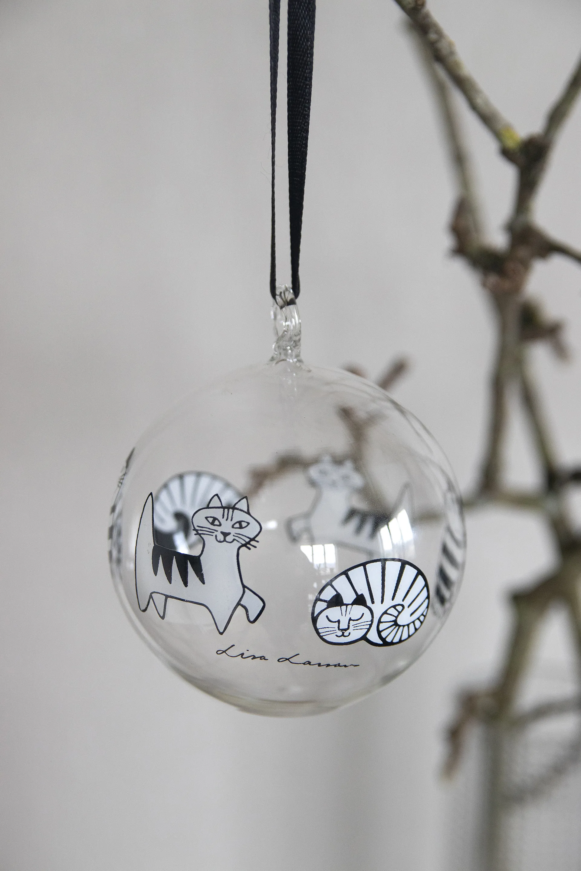 Lisa Larson katter bola de Natal, Branco-preto Pluto Design