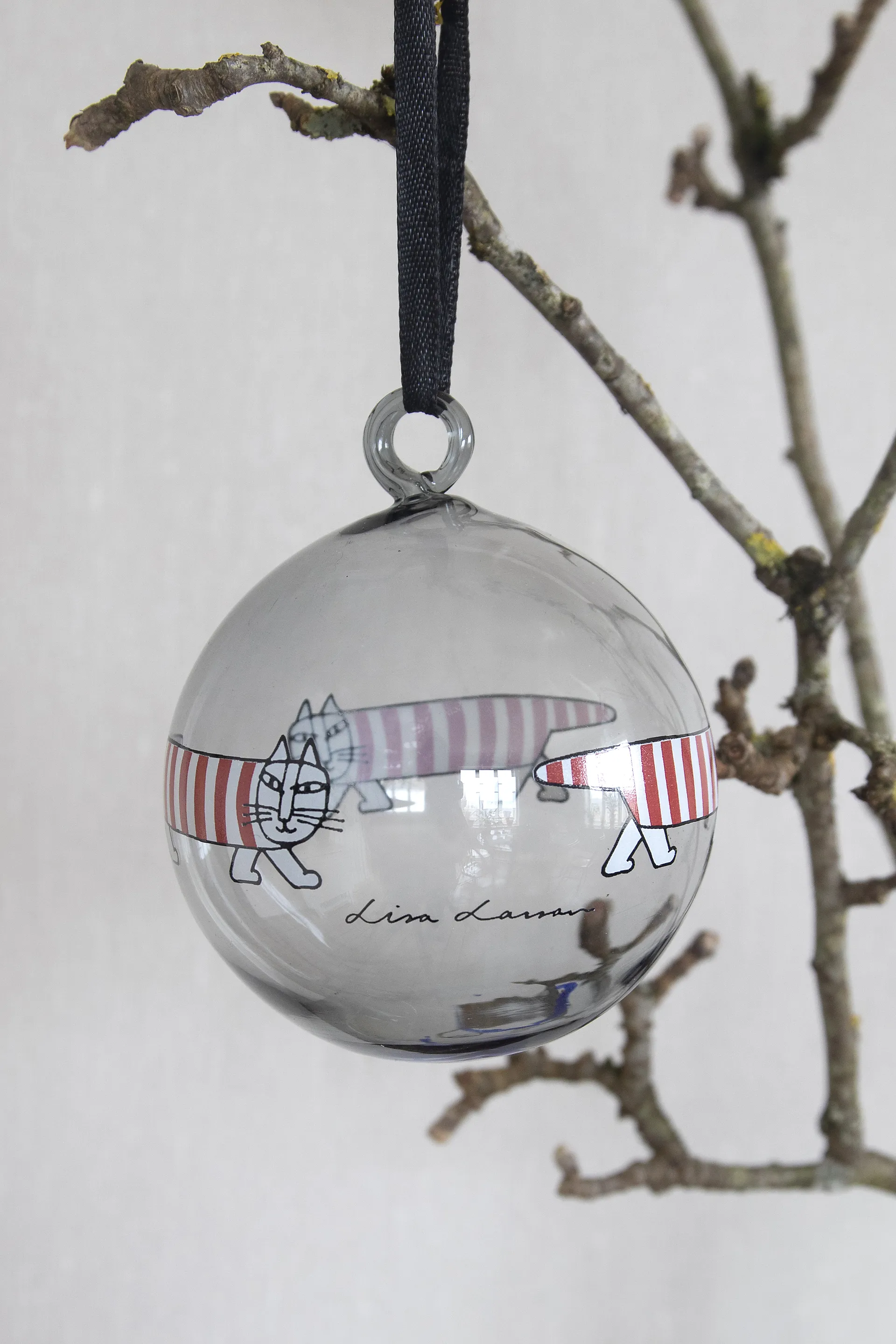 Lisa Larson Mikey bola de natal, Prata-vermelho-branco Pluto Design