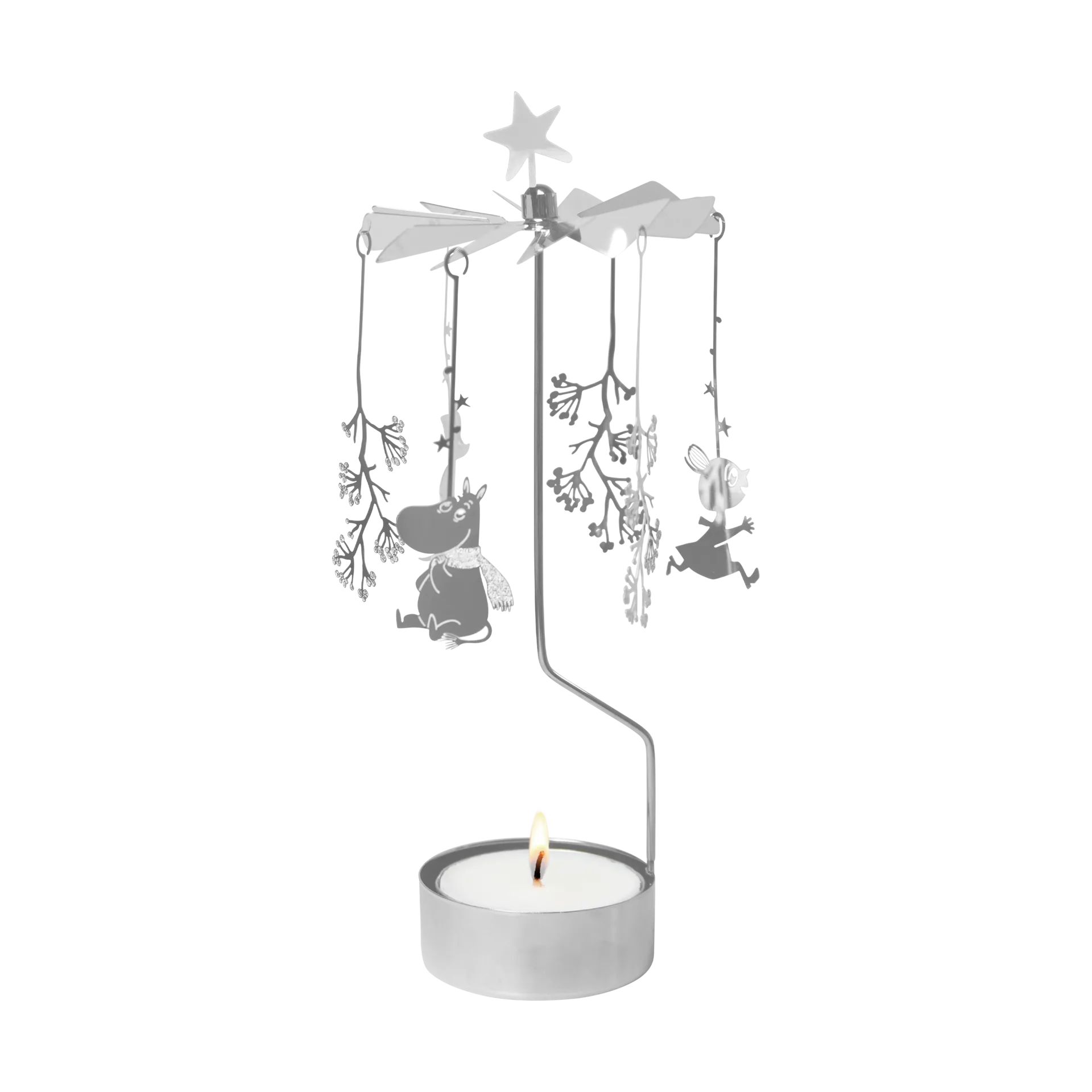 Mumin móbile para velas de anjos XL, Primeira neve, prata Pluto Design