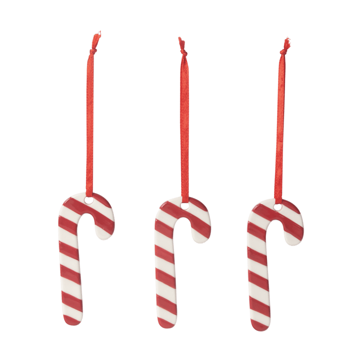 Pingente da árvore de Natal Bengalas 3-unidades - Vermelho-branco - Pluto Design