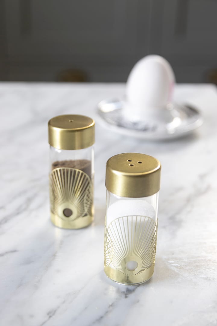 Saleiro e pimenteiro Sun, Dourado-vidro Pluto Design