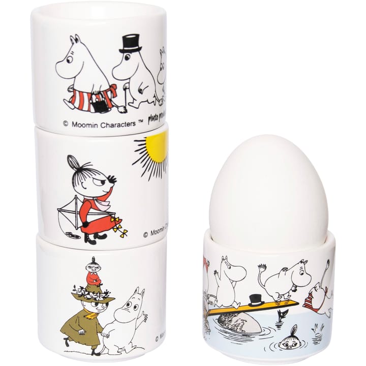 Suporte para ovos com cor Moomin, 4 un. - Branco com motivo - Pluto Design