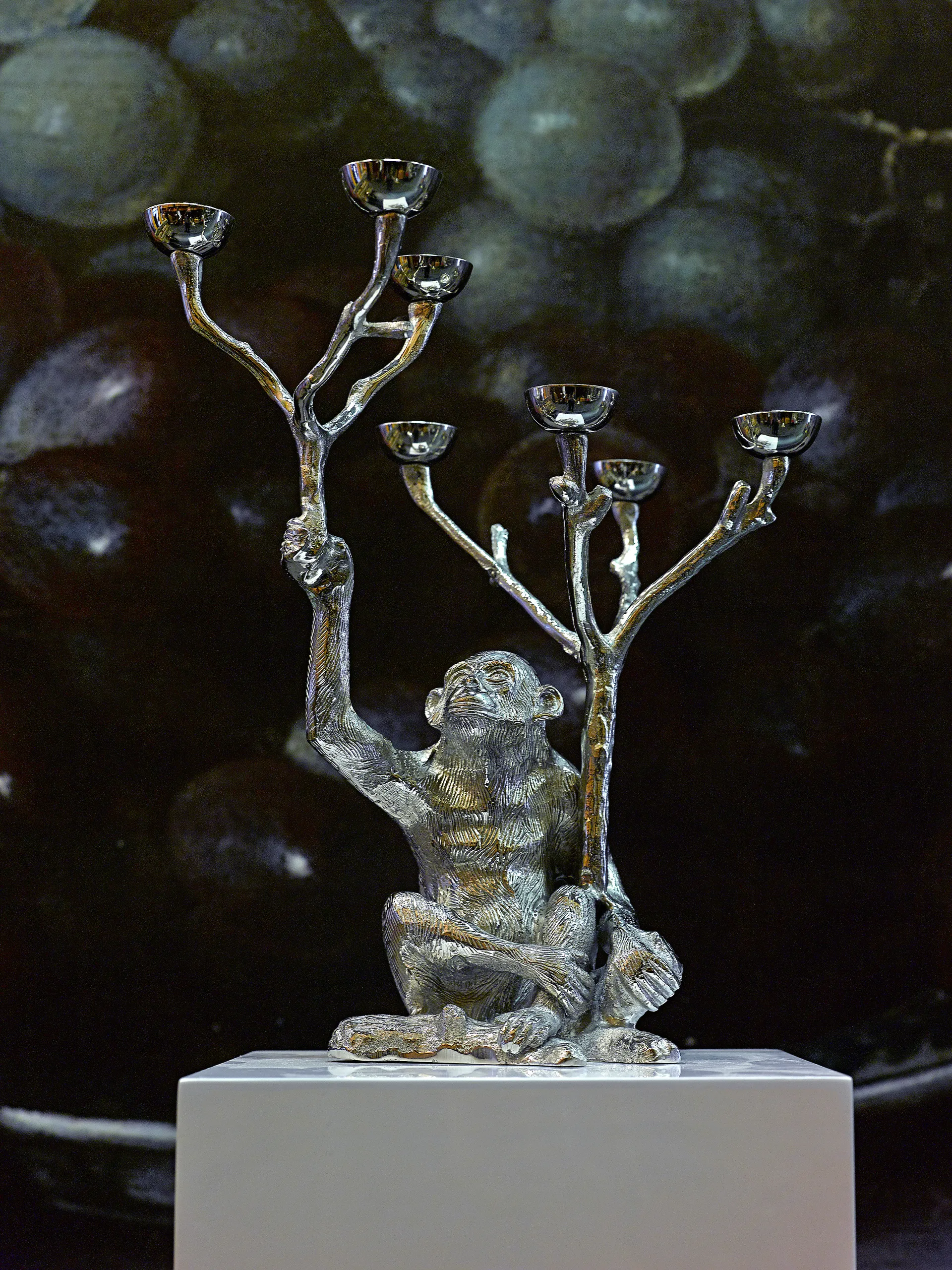 Castiçal Monkey 40 cm, Prateada POLSPOTTEN