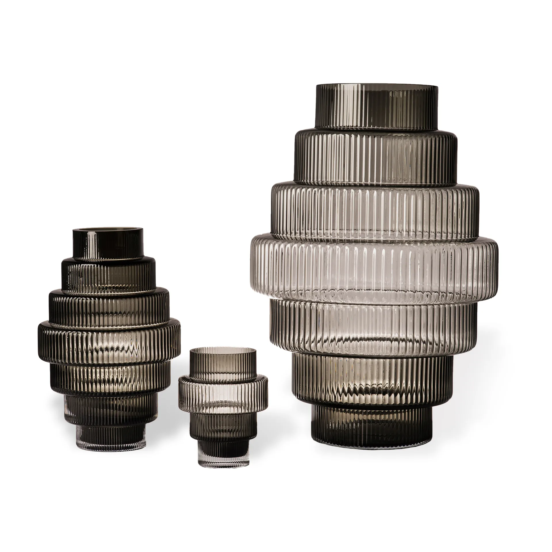 Lanterna vela Steps Ø12 cm, Cinzento escuro POLSPOTTEN