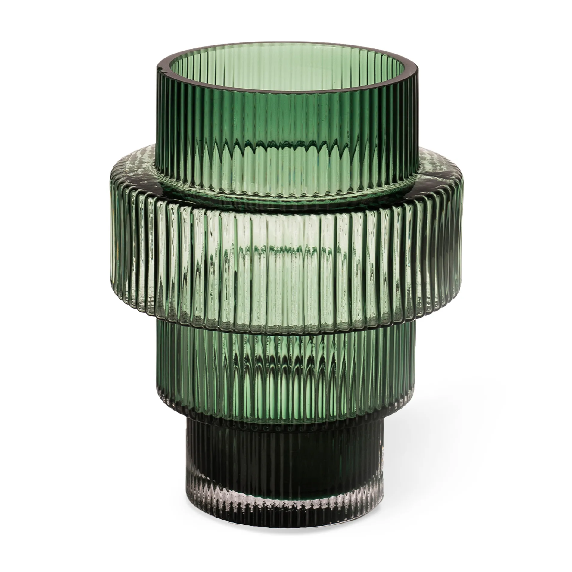 Lanterna vela Steps Ø12 cm, Verde escuro POLSPOTTEN