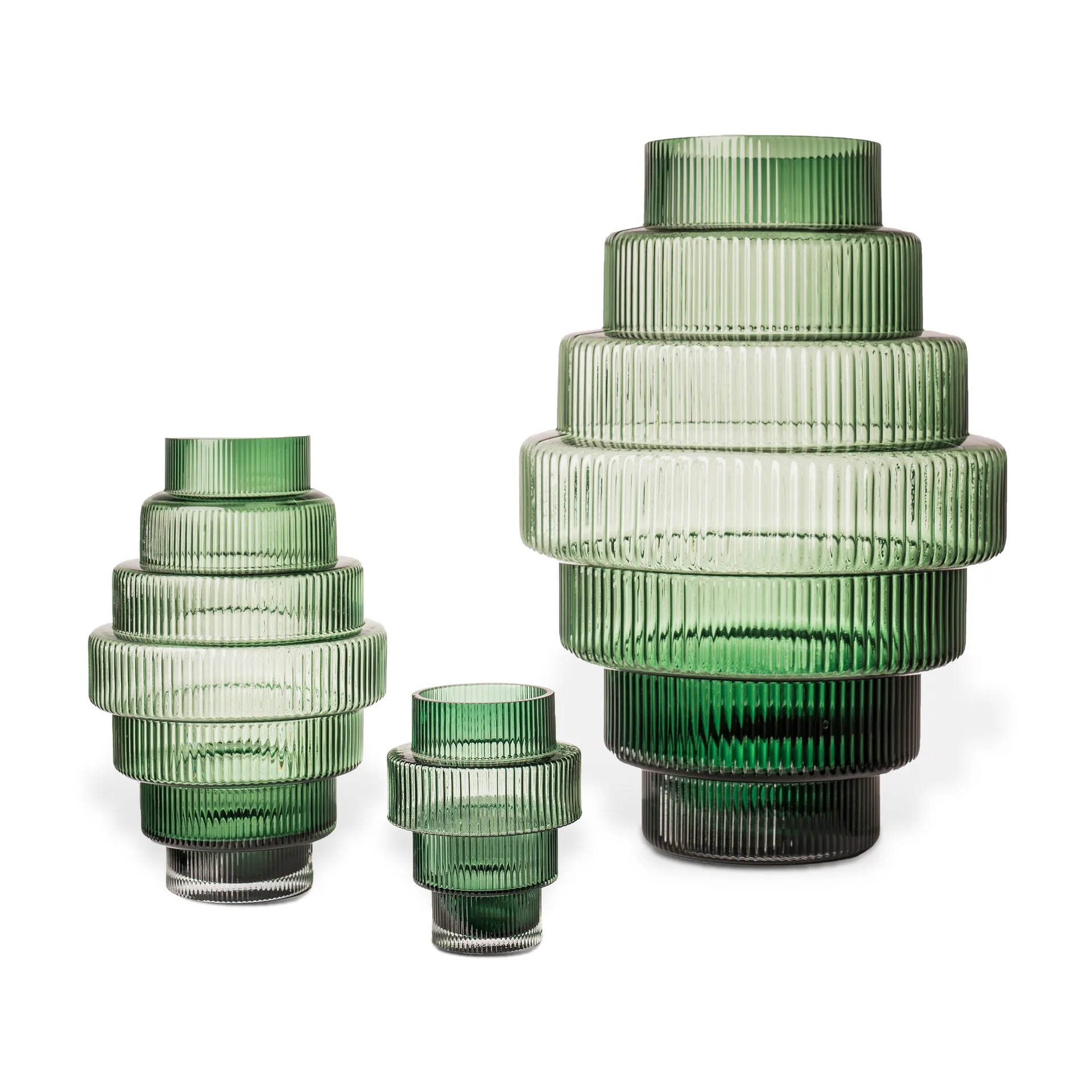 Lanterna vela Steps Ø12 cm, Verde escuro POLSPOTTEN