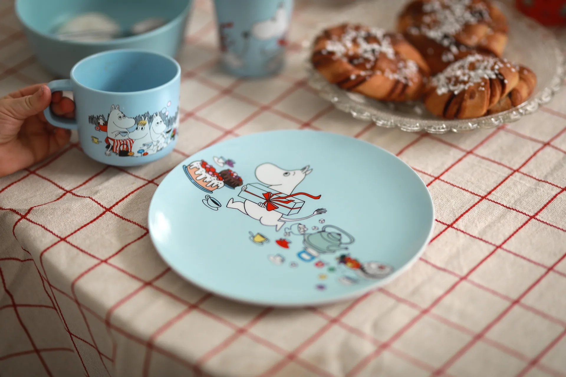 Mumin Picknick prato raso Ø19,5 cm, Azul claro Rätt Start