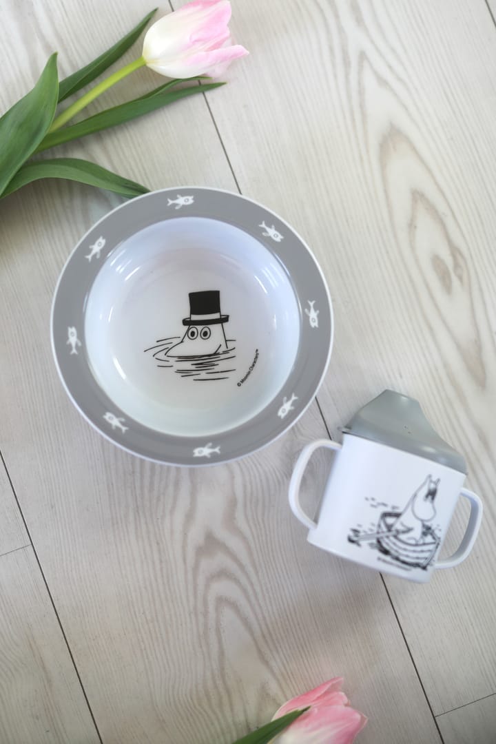 Mumin Vatten & Bad copo com palhinha e prato com ventosa, Cinza Rätt Start