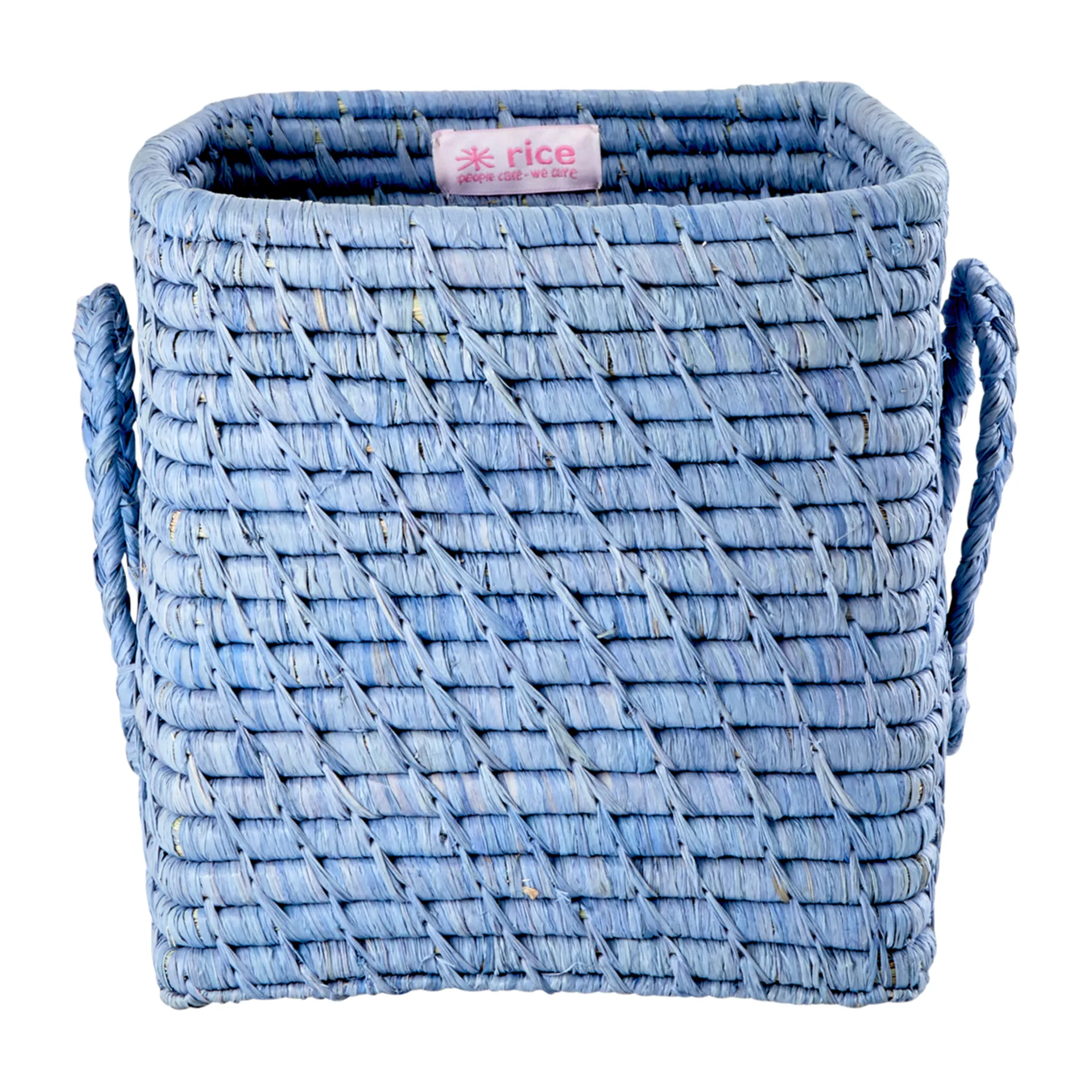 Caixa de ráfia Rice com pega 20x20 cm, Azul RICE