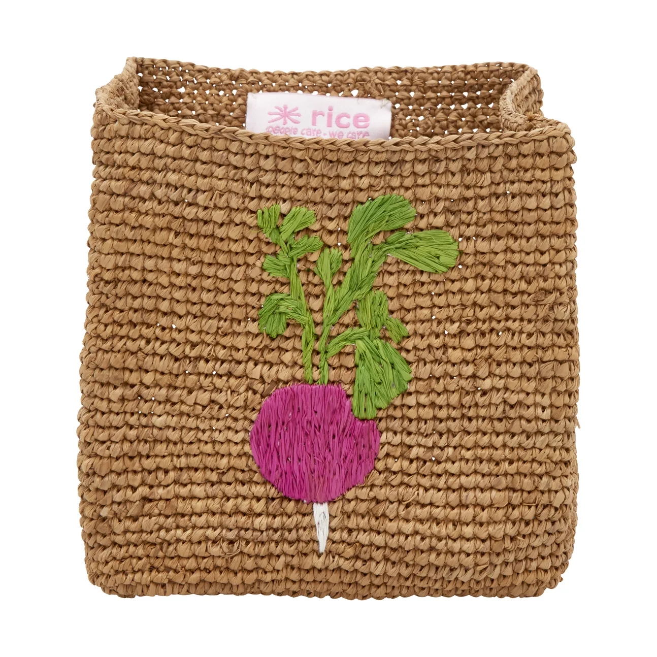 Cesto de armazenamento de ráfia Rice 2 peças, Radish Embroidery-Tea RICE