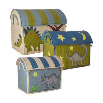 Cesto de armazenamento de ráfia Rice 3 peças - New Dinosaur Theme - RICE