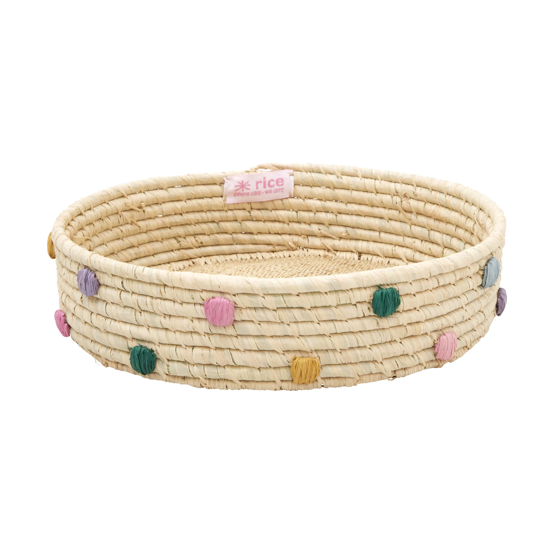 Cesto de armazenamento de ráfia Rice baixo Ø25 cm, Natural RICE
