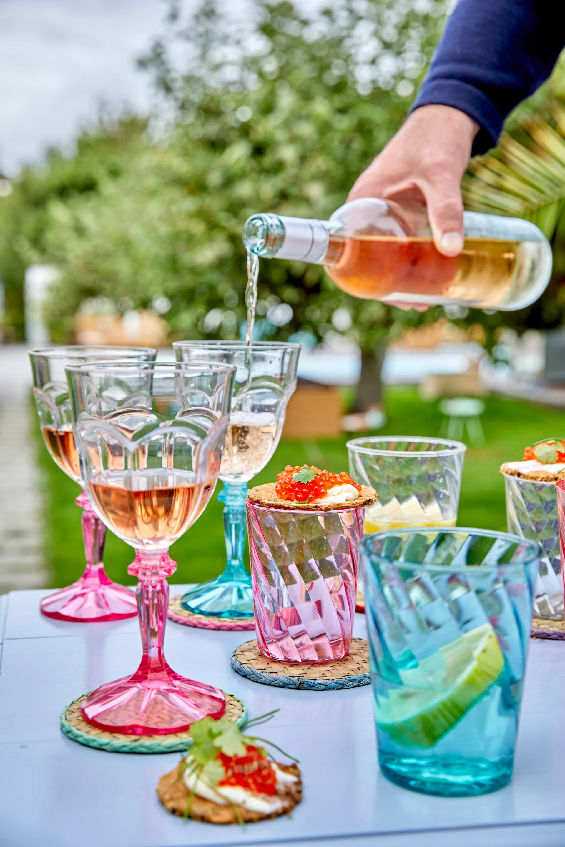 Copo de vinho acrílico Rice Two Tone 26,6 cl, Clear-pink RICE