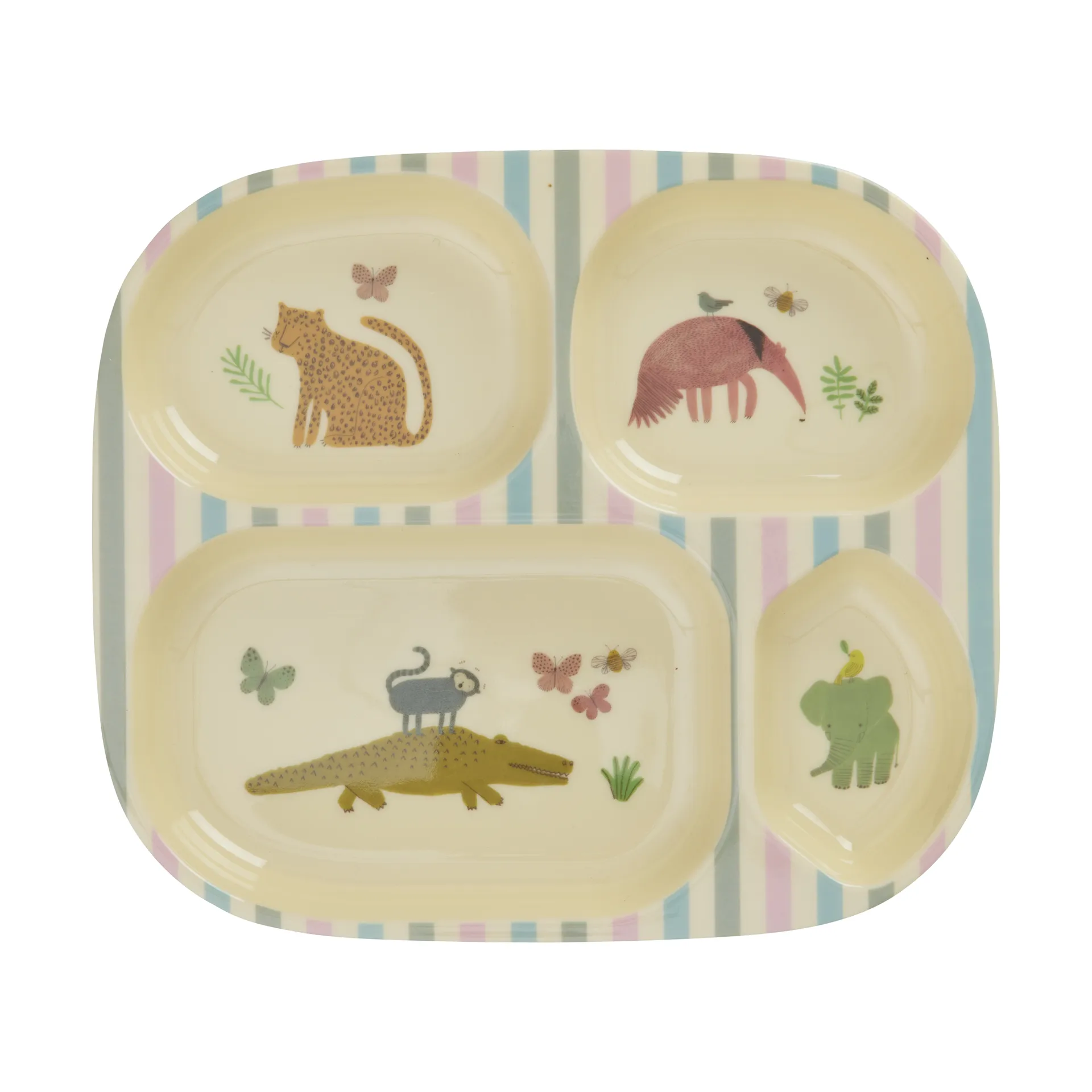 Prato infantil de melamina Rice, 4 compartimentos , Sweet Jungle Print RICE