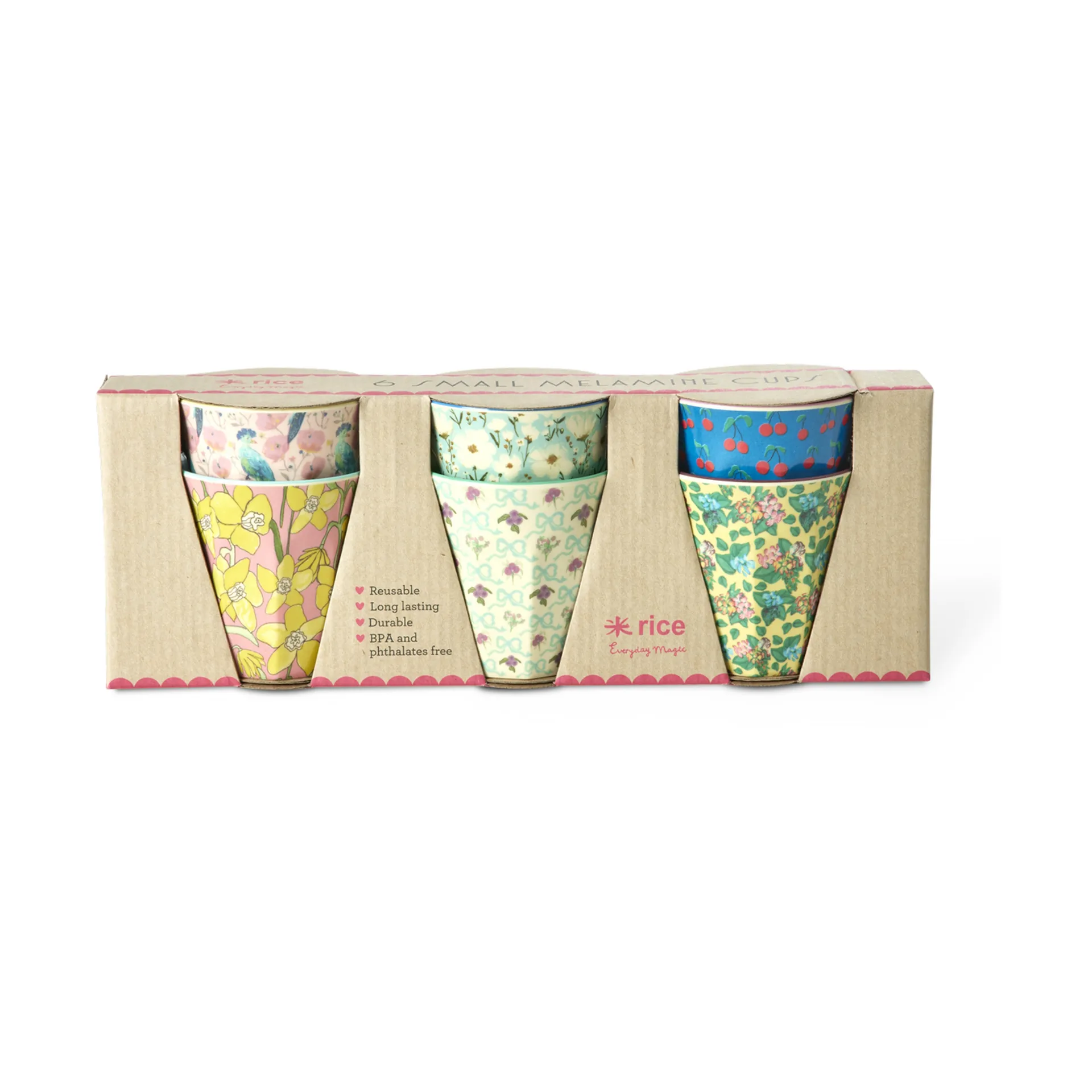 Rice copo de melamina pequeno 6 unidades, Mostre suas cores verdadeiras impressas RICE