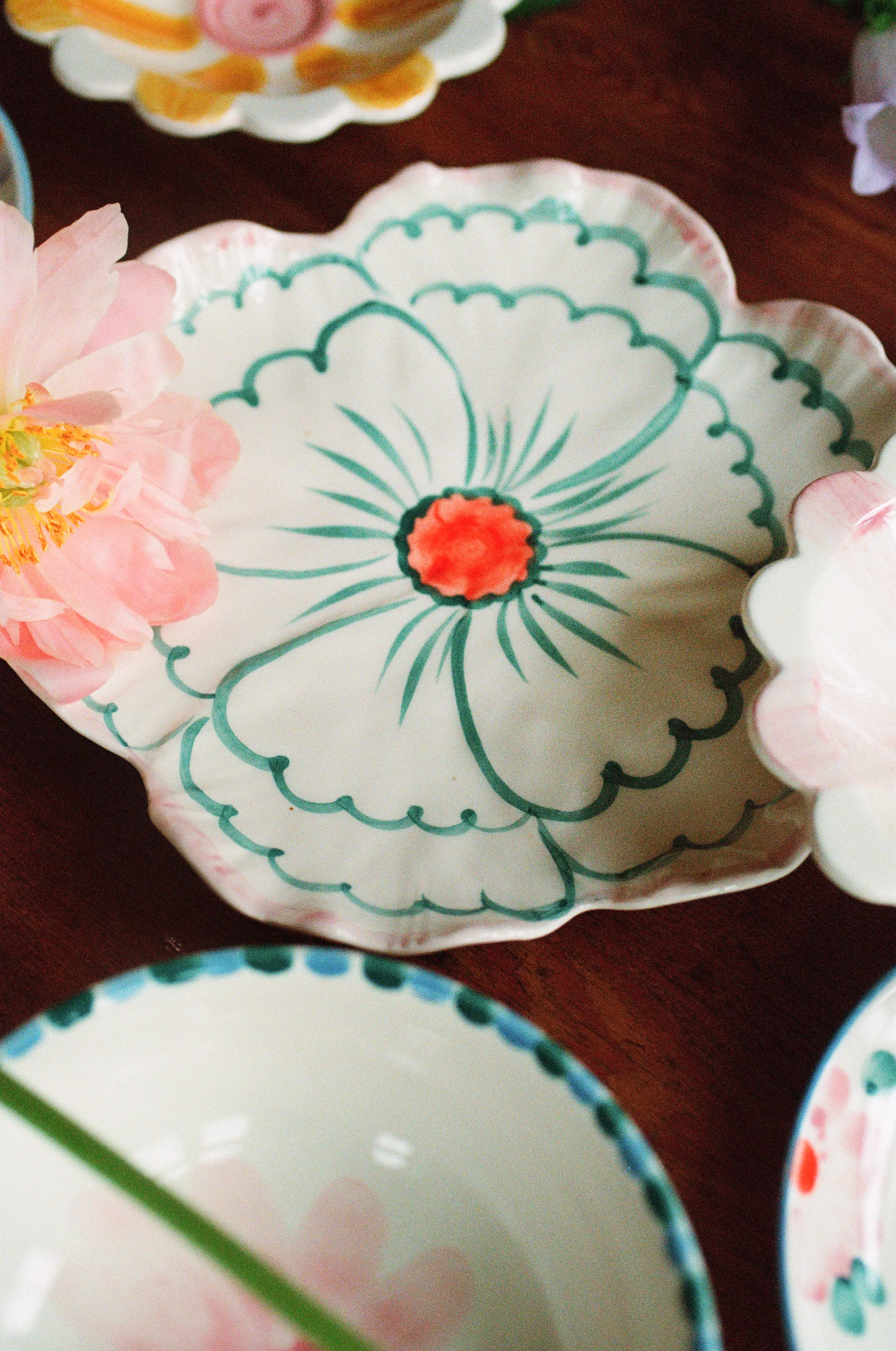 Rice Flower prato  Ø19,5 cm, Pink border RICE