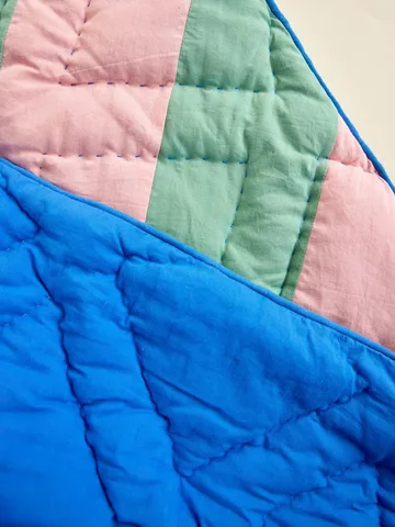 Rice manta de algodão Striped 140x200 cm - Rosa-verde-azul - RICE