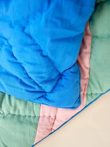 Rice manta de algodão Striped 140x200 cm - Rosa-verde-azul - RICE