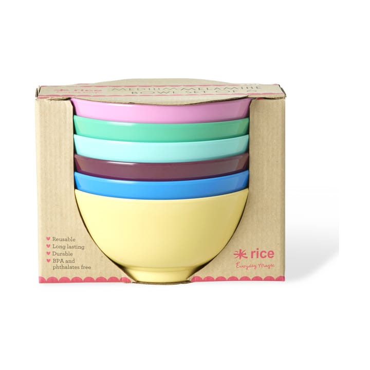 Rice tigela de melamina medium 70 cl, 6-unid. - Mostre suas verdadeiras cores - RICE