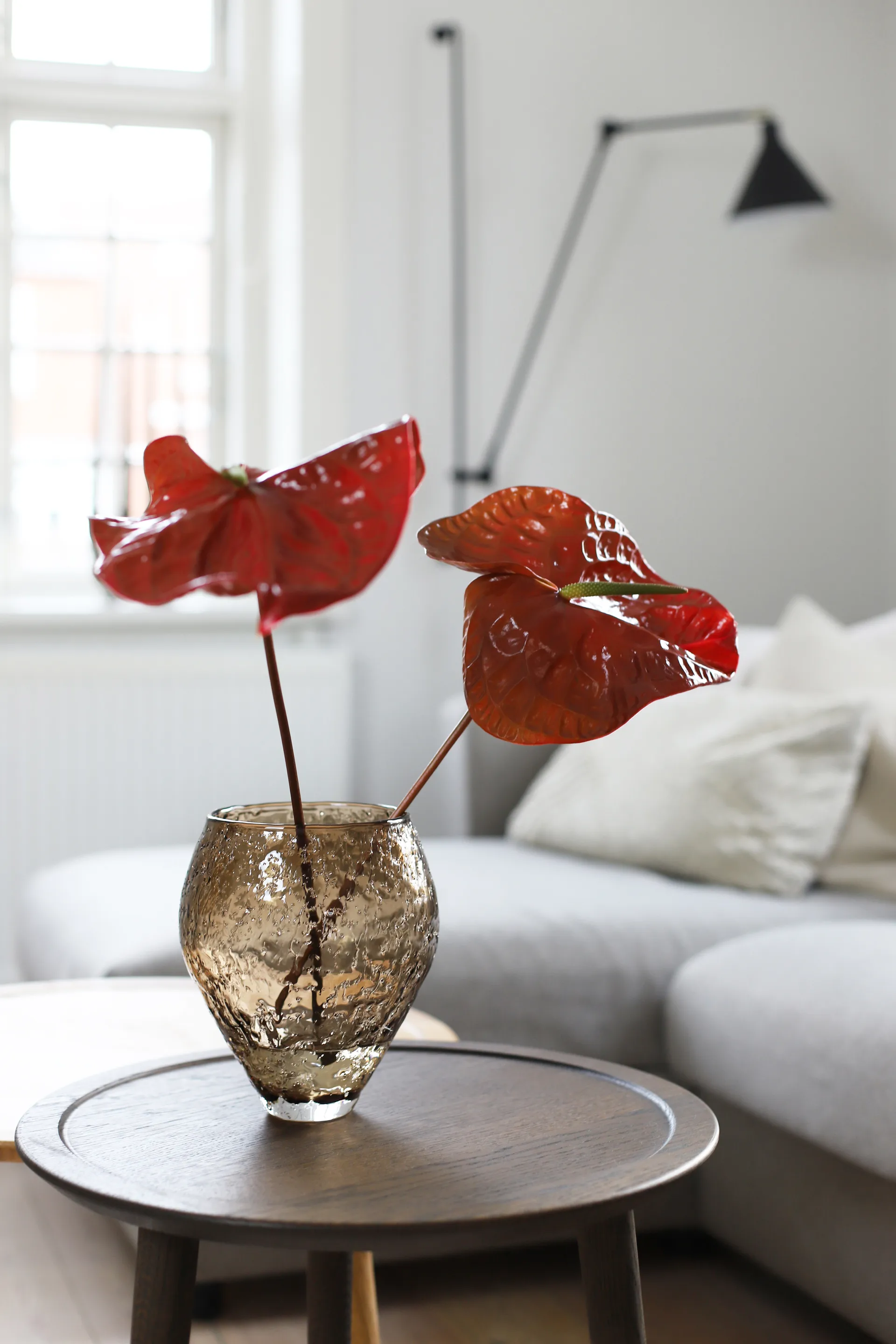 Crushed vaso vidro médio, Marrom sepia Ro Collection